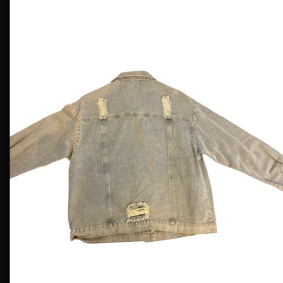 She& Sky distressed light blue denim jeans jacket NWT - Picture 2 of 6